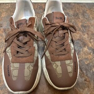 Coach Signature Sneakers – Brown & Beige – Size 10. Price $140